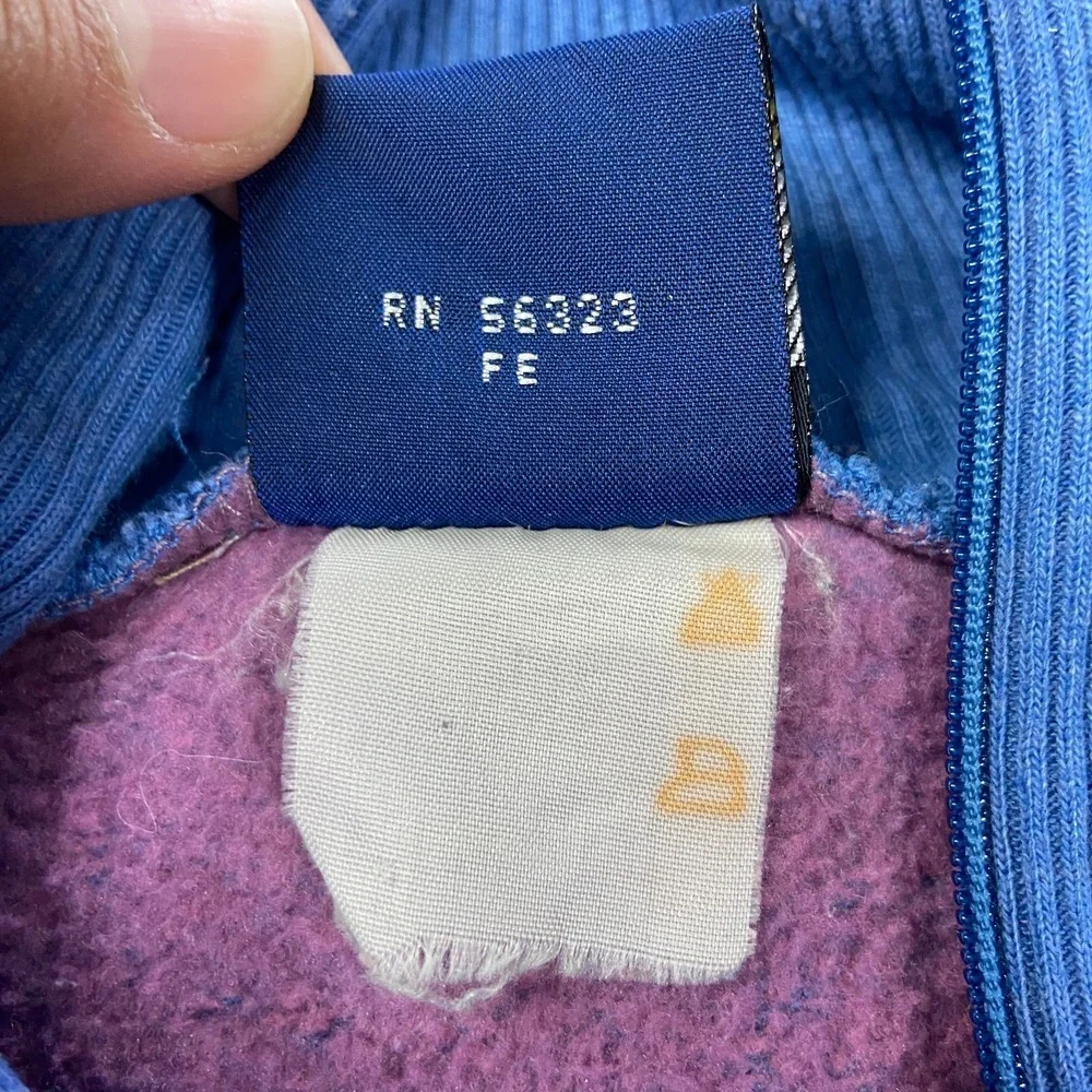 Vintage 80s Nike Sweatshirt Sz L Blue Embroidered Logo Ribbed Quarter‎ Zip
